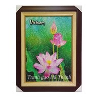 Hanoi lotus rice painting, wall size, Vietnamese souvenir