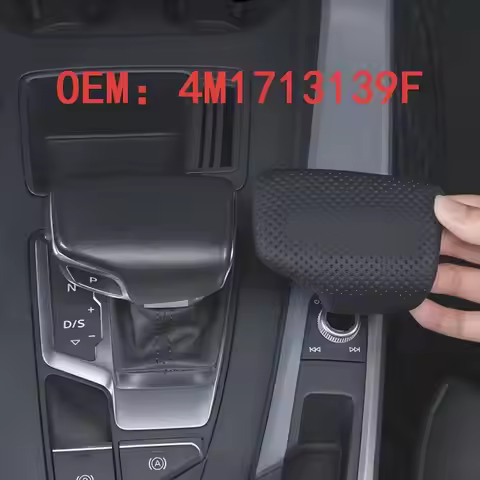 Black Perforated Leather Gear Selector Lever Handle Shift Knob Suitable for Audi A4 B9 A5 Q5L Q7 OEM