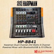 Harpman Dual Channel 250 Watts 4 Channel Powered Mixer with Bluetooth/USB &amp; FX Effects