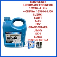 (O/F 16510-61J00 +LUBRIMAXX 10W40-4L Semi ENGINE OIL) SUZUKI SWIFT ALTO ERV GRAND VITARA JIMNY SX 4 