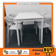 LPC MALL Meja Makan Table White 9999+3188 White Plastic Chair Dining Set 1+4 Kerusi Meja Makan 4oran