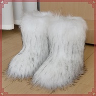 Fur Boots Women Autumn Winter Imitation Raccoon Fur Fox Fur Artificial Fur Fashion Furry Snow Boots 