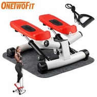 ONETWOFIT - 多功能踏步機 加寬家用腳踏車 可調阻力 健身車 配地墊和拉力繩 迷你電動橢圓機 小型靜音走步機 太空漫步 室內健身減肥器材——OT053401