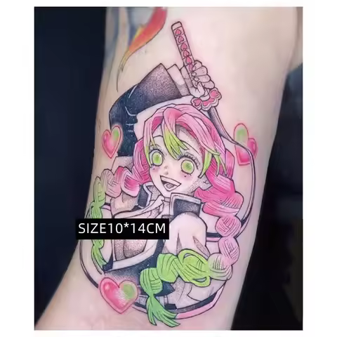 Anime Demon Slayer Kimetsu No Yaiba Tempary Tattoos Kisatsutai Kanroji Mitsuri Cartoon Girl Waterpro