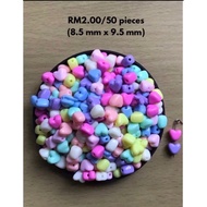 RM2.00/50 pieces : BD-323 - Bead - Love - Heart - 8.5 mm x 9.5 mm