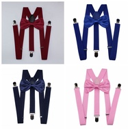 Adult Suspenders and Bow Tie Sets Women Men Wedding Bow Tie Braces Red Burgundy