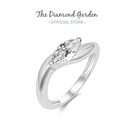 TDG 10K White Gold Lab-Grown Marquise Diamond Solitaire Ring