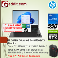 HP OMEN 16-WF0066TX GAMING LAPTOP (I7-13700HX,16GB DDR5,1TB SSD,16.1"QHD,240Hz,RTX4060 8GB,WIN11) FREE OMEN  BACKPACK