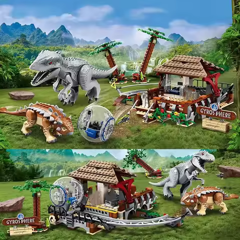 Compatible Brick Sets Dinosaur Park Movie Series Building Blocks Indominus Rex vs. Ankylosaurus Chil