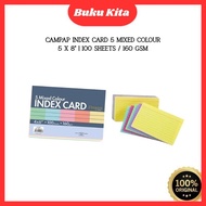 Index Card 5 Mixed Colour Campap | 5 x 8” | 100 Sheets / 160 Gsm