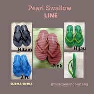 PEARL SWALLOW Women's Flip Flops LINE LINE LINE white striped size 9.5 10 10.5