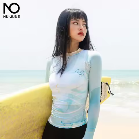 Nu-June Swimsuit Women's Long-Sleeved Rush Guard Swimsuit Sunscreen Dive Skin Pants Split Surfing Su