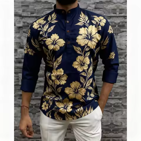 Long Sleeves Men Jubba Thobe Print Kimono Shirt Saudi Musulman Wear Abaya Caftan Islam Tops For Musl