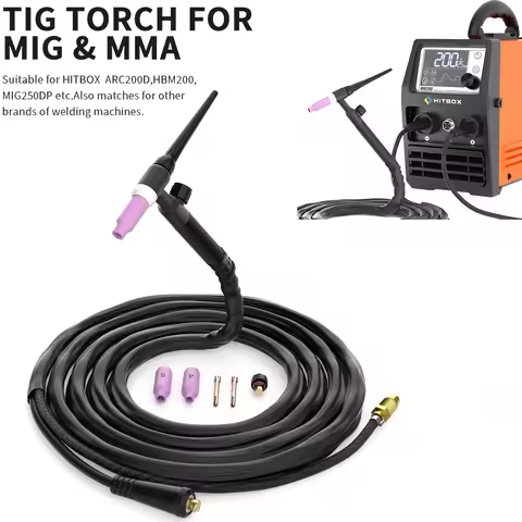 HITBOX WP17V TIG Welding Torch 4M Long Cable TIG Welder Gun with 10-25mm² Quick Connector Durable We