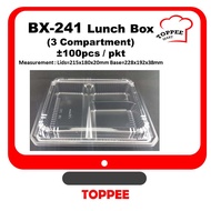 BX-241 Plastic Disposable Lunch Box ±100pcs Food Container Bento Bekas Makanan