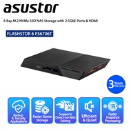 Asustor FLASHSTOR 6 FS6706T 6 Bay M.2 NVMe SSD NAS Storage with 2.5GbE Ports & HDMI