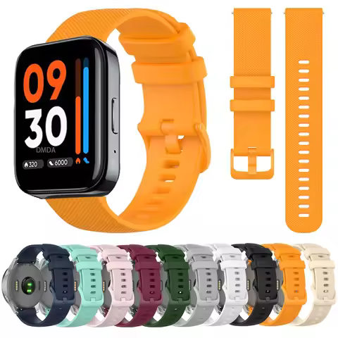 22mm 20mm Soft Strap For Realme Watch 3 Pro Smart Watch Band Replacement Sport Silicone Bracelet For