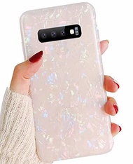 ▶$1 Shop Coupon◀  Jwest Galaxy S10 Case, Luxury Sparkle Translucent Clear Shiny Pearly-Lustre Patter