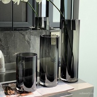 HJM-Modern Minimalis Abu Tebal Pasu Kaca Lurus Model Bilik Ruang Tamu Meja Makan Hiasan Gubahan Bung