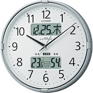 Clock Rhythm CITIZEN Citizen Citizen Watch Radio Clock Termeter / Humodeter With Humeter Warning Sound Inform Navi F Silver 4FY618-019 ф27.5 × 5.0cm【Direct From JAPAN】