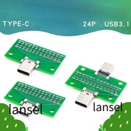 LANSEL 24P 2.54mm Connector Socket, USB 3.1 Module Female Male Head Convertor Type-C Male to Female Test PCB Board, Data Line Wire Cable Transfer Type C Connector Socket