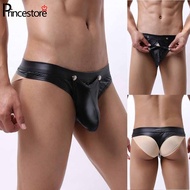 Mens Briefs Undies Thong Bikini Black Comfortable Fashion Faux Leather