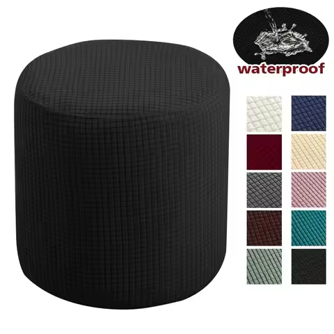 Waterproof Ottoman Cover Stretch Ottoman Slipcover Round Storage Cover Folding Stool Covers Furnitur