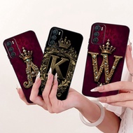 For Motorola Moto G42 G62 5G Case Fashion Initial Letters Crown Soft Black Silicone TPU Phone Cover 