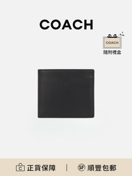 COACH Billfold Wallet 10 黑色牛皮革經典款錢包 簡約實用[平行進口]