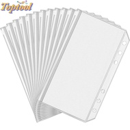 TOPTOOL 6Pcs 6-Hole Binder Pockets, Transparent Waterproof Zipper Binder Pouches, Receipt Bag A6 PVC