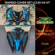 RAPIDO BODY COVER SET ASSEMBLY YAMAHA LC135 V4 V5 V6 V7 LC135 2021 (1) - CYAN (STICKER TANAM/AIRBRUS