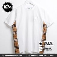 Kaos BURBERRY TAPE SIDE CHECK B POCKET WHITE Tshirt 100% ORIGINAL
