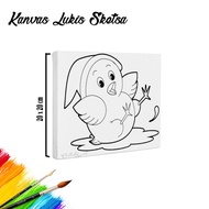 kanvas lukis sketsa / canvas lukis sketsa - 20 x 20 - anak ayam