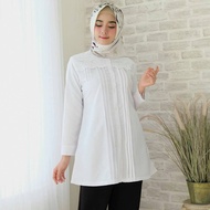 COD atasan blouse baju putih kerja kantoran wanita modis lengan panjang muslim