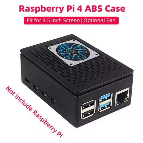 Raspberry Pi 4 Model B ABS Case Optional Cooling Fan Shell Box Fit for GPIO 3.5 Inch Touch Screen fo