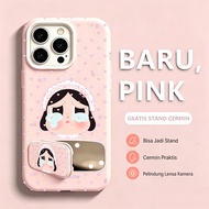 Cute Aesthetic Liquid Silicone Stand hp Cermin Crybaby Casing Realme C85 Pro C71 Note 60X 70 C75X Ca