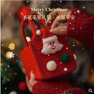 侈放 【NN圣诞优选】LUCK 圣诞节糖果袋手拎礼物袋毛毡手提袋 红色圣诞老人袋 9.5*9.5*10CM