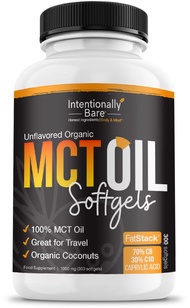 Organic MCT Oil Capsules - 70% C8 MCT Oil & 30% C10 MCT Capsules Unflavored for Keto Low Carb and Pa