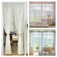 Lace sheer curtain for room living room Langsir pintu lace sulam