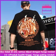 baju oversize lelaki M-8XL t shirt lelaki Cartoon tiger head Printed T-Shirt Casual Short Sleeve baj