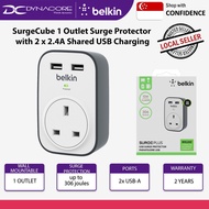 BELKIN SurgeCube 1 Outlet Surge Protector with 2 x 2.4A Shared USB Charging - BSV103SA