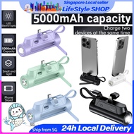 【SG SELLER】Mini Powerbank Fast Charger 5000mAh Portable Type C Charger Powerbank with L Cable for iPhone 15/Samsung S23