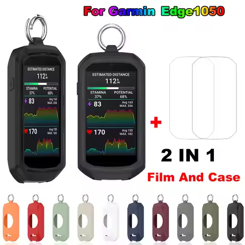 Silicone Case + Films for Garmin Edge 1050 Accessories Screen Protector Film & Soft Protection Full 