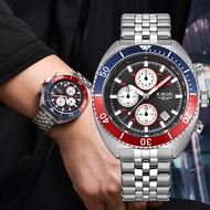 LIGE Men Watch Original Luxury Stainless Steel Waterproof Chronograph Quartz Wristwatch Men