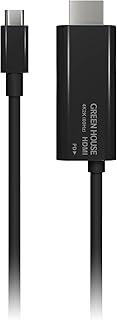 Greenhouse GH-HALTC2-BK Type-C to HDMI Conversion Cable, 6.6 ft (2 m), 4K2K, 60p, Alt Mode, Mirrorin