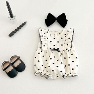 [Uzfkids Baby & Kids] Little Love Heart Ruffled Baby Girl Baby Onesie Polka Dot Onesie Baby Onesie B