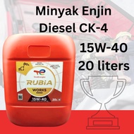 TOTAL RUBIA WORKS 4000 15W40 CK4 (20 LITERS) HEAVY DUTY DIESEL ENGINE OIL HDEO DIESEL / PETROL