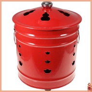 🔥 1pc Joss Paper Burning Bucket Durable Enamel Worship Furnace for Home Yard Red Tin Barrel Pray Ble