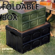 OUTRIVO 30L/52L Foldable Camping Storage Box Wooden Lid Outdoor Picnic Container Organizer Kotak Sim