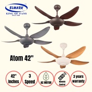 ELMARK Atom 42 Inch 5 Blades  Decorative Ceiling Fan With Remote Control 3 Speed